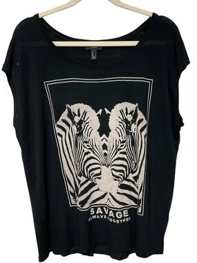 MNG Jeans Zebra Graphic Dolman Sleeve Top – Women’s Medium